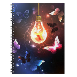 Carnet Ampoule lumineuse avec papillons nocturnes
