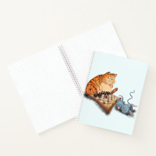 Carnet amusant avec chat et souris Jouer aux échec