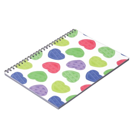 Carnet Amusant et tendance Poppit Pop-it coeurs design (Côté gauche)