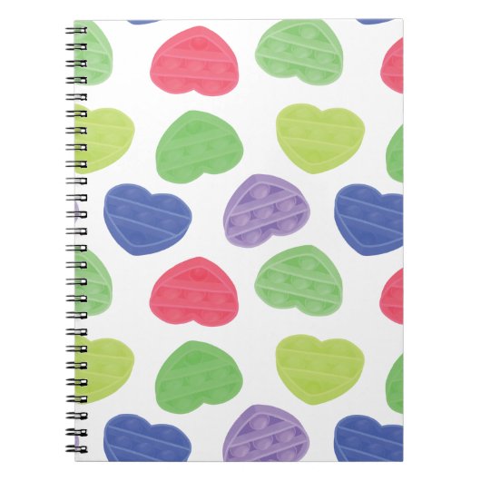 Carnet Amusant et tendance Poppit Pop-it coeurs design (Devant)