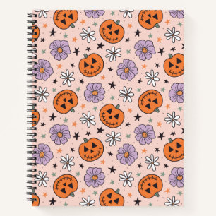 Carnet Amusants Citrouilles d'Halloween et Fleurs Motif