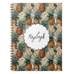 Carnet Ananas à fleurs blanches tropicales