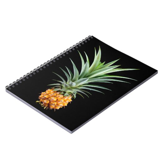 Carnet Ananas avec grande coiffure sur arrière - plan noi (Côté gauche)
