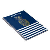 Carnet Ananas d'or Marine marine Bleu rayé (Côté Droit)