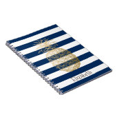Carnet Ananas doré rayures bleu marine (Côté Droit)