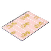 Carnet Ananas en or, Arrière - plan d'été rayé. (Côté gauche)