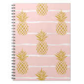 Carnet Ananas en or, Arrière - plan d'été rayé. (Devant)