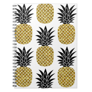 Carnet Ananas En Or : Blanc Dessiné À La Main Sans Coutur