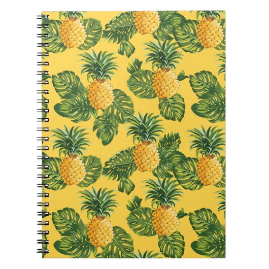 Carnet Ananas et feuille tropical sur l'or (Devant)