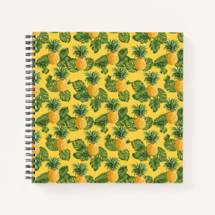 Carnet Ananas & Feuilles Tropicaux En Or