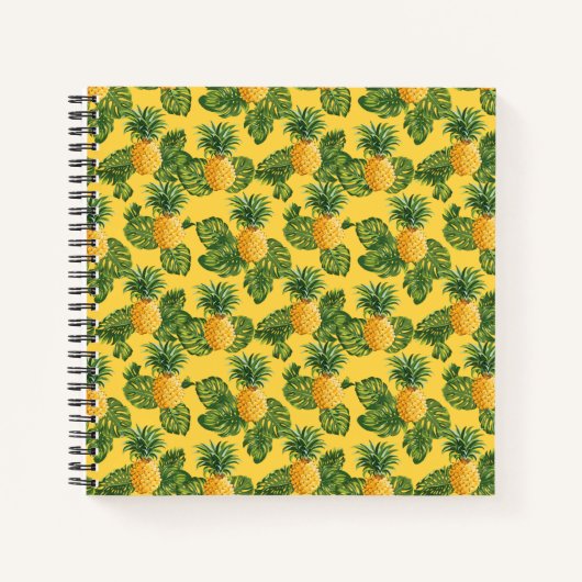 Carnet Ananas & Feuilles Tropicaux En Or (Devant)