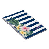 Carnet Ananas Fleurs tropicales Bleu Marine (Côté Droit)