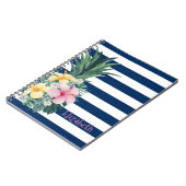 Carnet Ananas Fleurs tropicales Bleu Marine (Côté gauche)