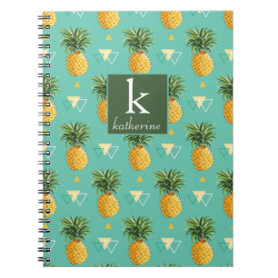Carnet Ananas lumineux sur le monogramme géométrique du