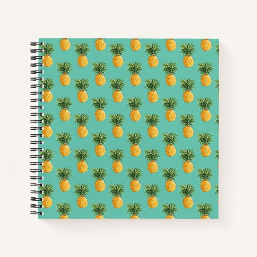 Carnet Ananas Tropical Sur Turquoise (Devant)