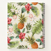 Carnet Ananas tropicale exotique Floral Monogramme Brown (Dos)