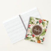 Carnet Ananas tropicale exotique Floral Monogramme Brown (Intérieur)