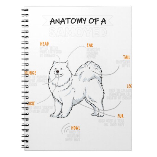 Carnet Anatomie D'Un Chien Samoyé Drôle Chien Amusant Don (Devant)