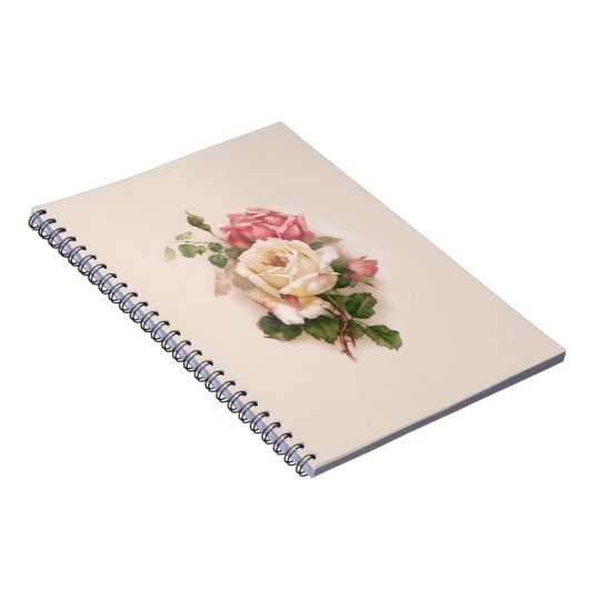 Carnet Ancien Arrière - plan blanc/rose Roses-Buff (Côté Droit)