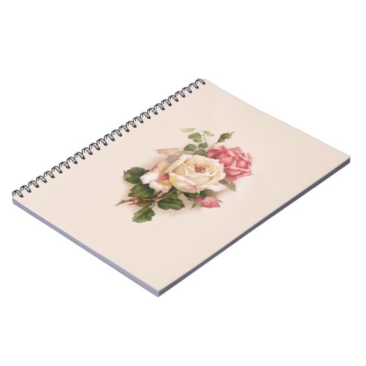 Carnet Ancien Arrière - plan blanc/rose Roses-Buff (Côté gauche)