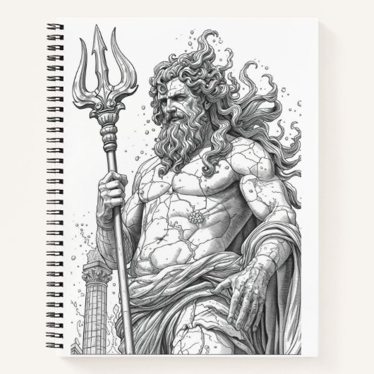 Carnet Ancient Greek Poseidon Stone Statue Graphic (Devant)