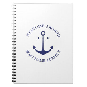 Carnet Ancrage nautique Custom Nom du bateau Welcome Aboa