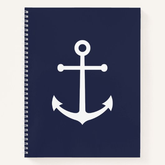 Carnet Ancre blanche marine sur bleu marine (Devant)