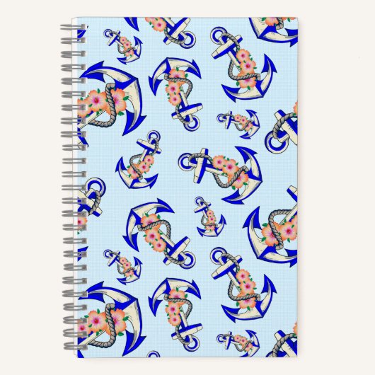 Carnet Ancre Bleue Marine Flore Nautique Bleu clair (Recto)