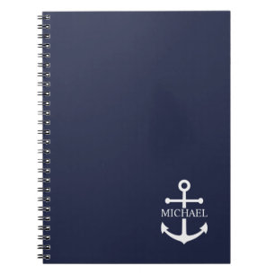 Carnet Ancre bleue marine Nom personnalisé