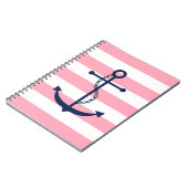 Carnet Ancre bleue sur Motif Pink Stripes (Côté gauche)