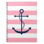 Carnet Ancre bleue sur Motif Pink Stripes (Devant)