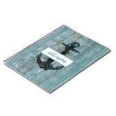 Carnet Ancre côtière rustique Bleu clair Nom nautique (Côté gauche)