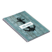 Carnet Ancre Côtière Rustique Lumière Bleue Nom Naudtique (Côté Droit)