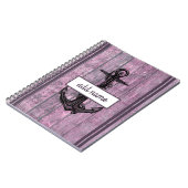 Carnet Ancre côtière rustique Nom rose Note nautique (Côté gauche)