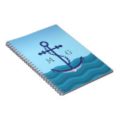 Carnet Ancre de navire nautique avec double monogramme (Côté Droit)
