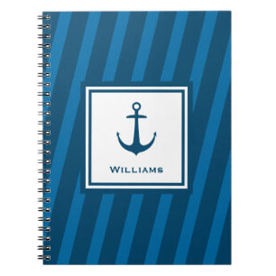 Carnet Ancre de nom nautique rayée de la marine moderne