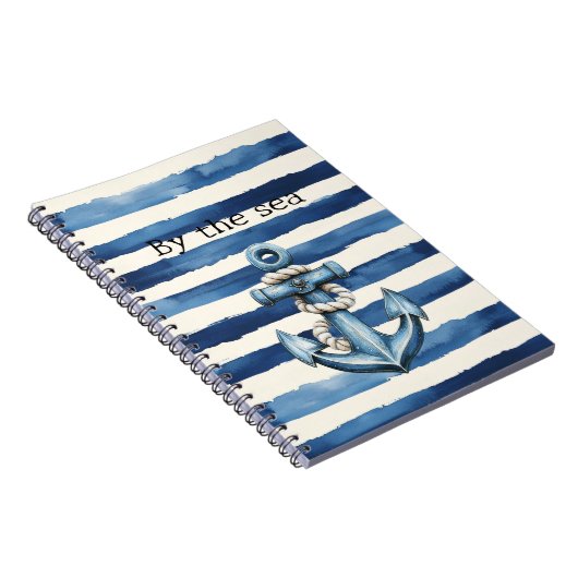 Carnet Ancre de plage rayures bleues (Côté Droit)
