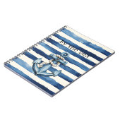 Carnet Ancre de plage rayures bleues (Côté gauche)