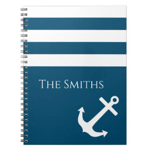 Carnet Ancre et rayures minimalistes Nautiques