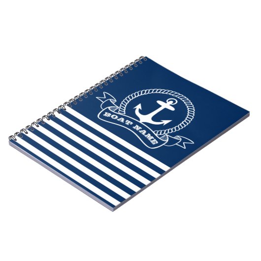 Carnet Ancre marine Bleu rayé (Côté gauche)