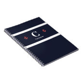 Carnet Ancre marine personnalisée Bleu Bleu Blancs (Côté Droit)
