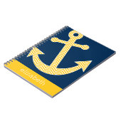Carnet Ancre nautique avec Motif de Navy Jaune Chevron (Côté gauche)