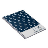 Carnet Ancre nautique bleu marine Motif Monogramme (Côté Droit)