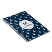 Carnet Ancre nautique bleu marine Motif Monogramme (Côté Droit)
