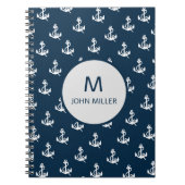 Carnet Ancre nautique bleu marine Motif Monogramme (Devant)