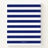 Carnet Ancre nautique Blue Stripe Famille Monogramme Rece (Dos)