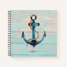 Ancre nautique de plage Notebook spirale monogramm