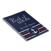 Carnet Ancre nautique Monogramme Rouge Blanc Bleu Marine (Côté Droit)