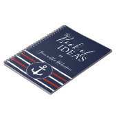 Carnet Ancre nautique Monogramme Rouge Blanc Bleu Marine (Côté gauche)