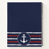 Carnet Ancre nautique Personnalisé Rouge Blanc bleu marin (Dos)